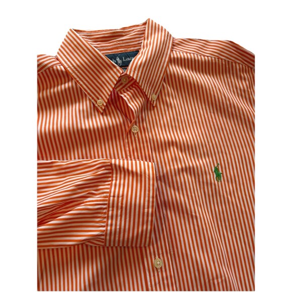 Ralph Lauren Other - Ralph Lauren Classic Fit Orange White Stripe Long Sleeve Button Down Green Pony